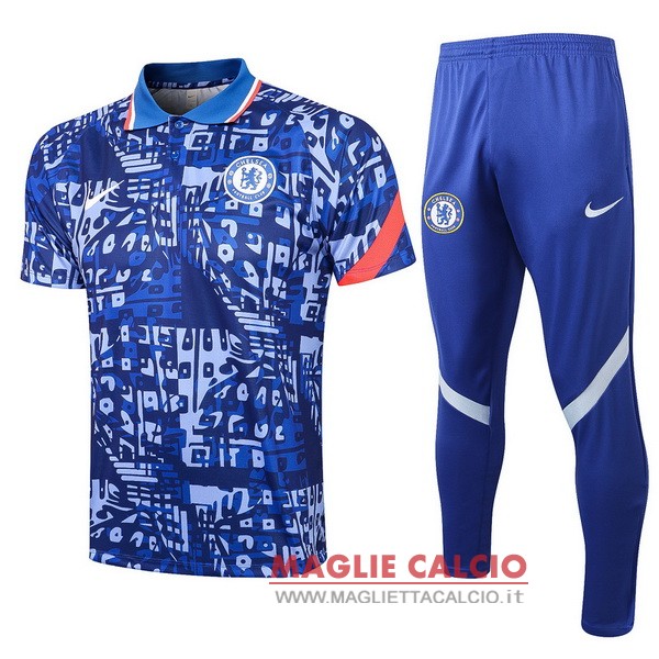 polo set completo maglia chelsea 2021-2022 blu