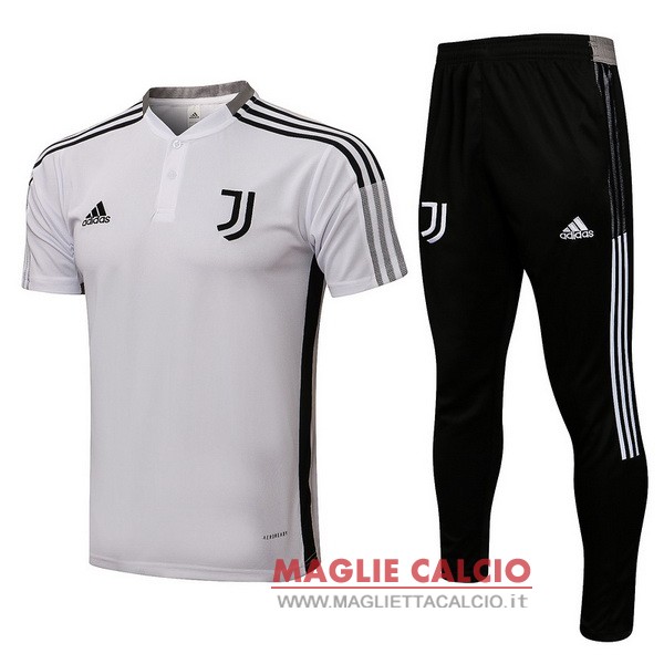 polo set completo maglia juventus 2021-2022 bianco nero