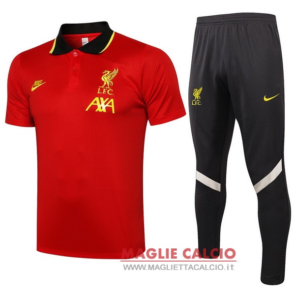 polo set completo maglia liverpool 2021-2022 rosso nero