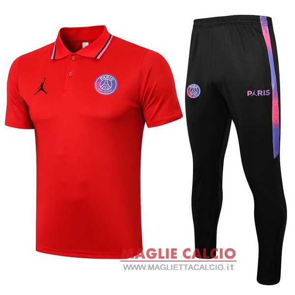 polo set completo maglia paris saint germain 2021-2022 I rosso purpureo nero