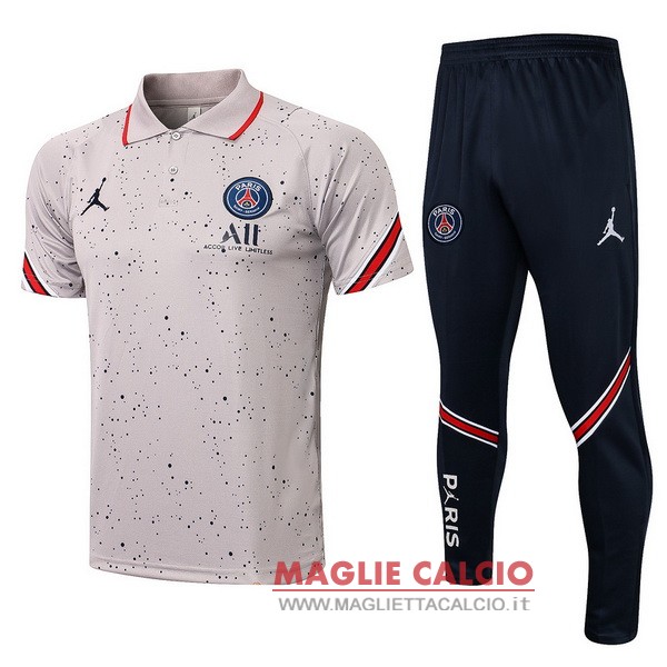 polo set completo maglia paris saint germain 2021-2022 grigio nero