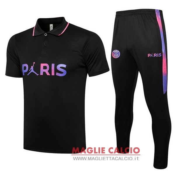 polo set completo maglia paris saint germain 2021-2022 nero purpureo