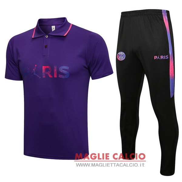 polo set completo maglia paris saint germain 2021-2022 purpureo nero