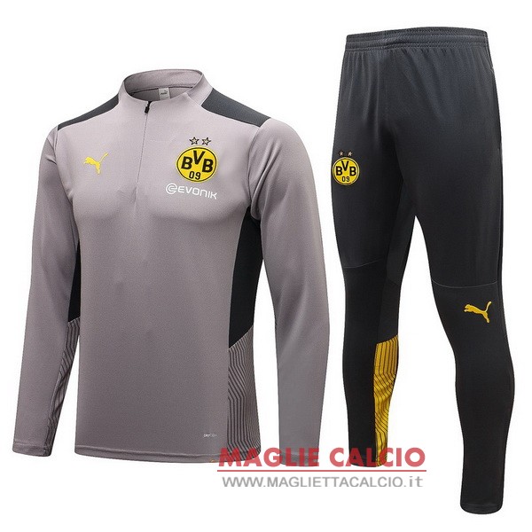 nuova borussia dortmund insieme completo grigio navy nero giacca 2021-2022