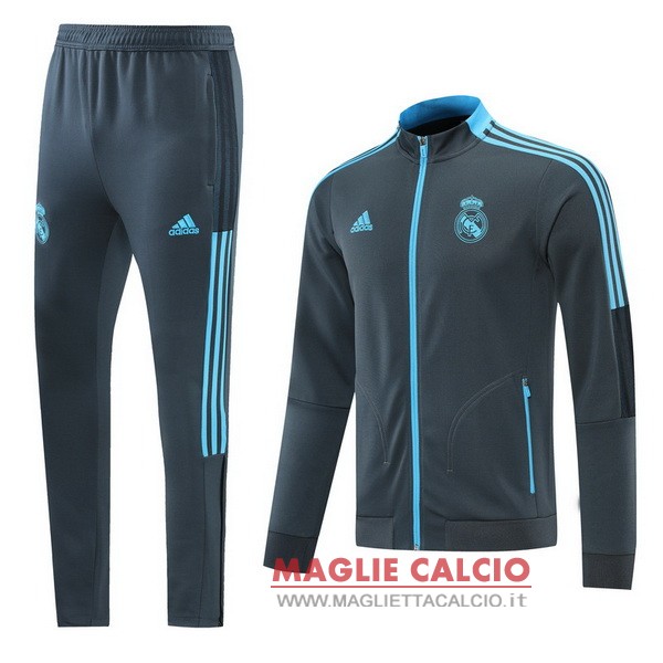 nuova real madrid insieme completo grigio navy blu giacca 2021-2022