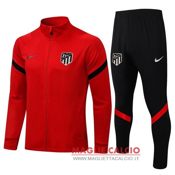 nuova atletico madrid insieme completo rosso nero giacca 2021-2022