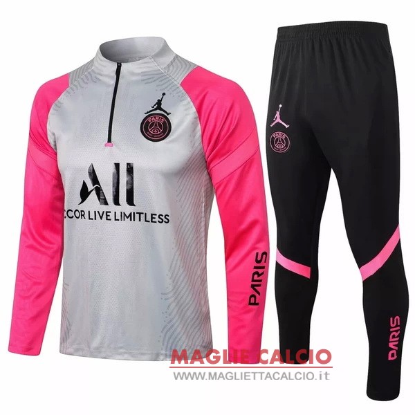 nuova paris saint germain insieme completo grigio rosa nero bambino giacca 2021-2022