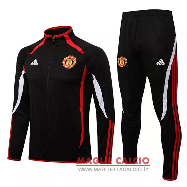 nuova manchester united insieme completo nero I rosso bianco giacca 2021-2022