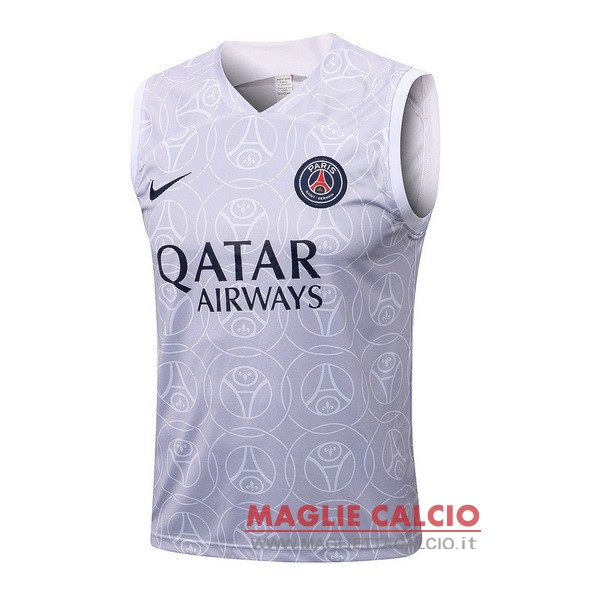 nuova formazione senza maniche divisione magliette paris saint germain 2022-2023 II bianco