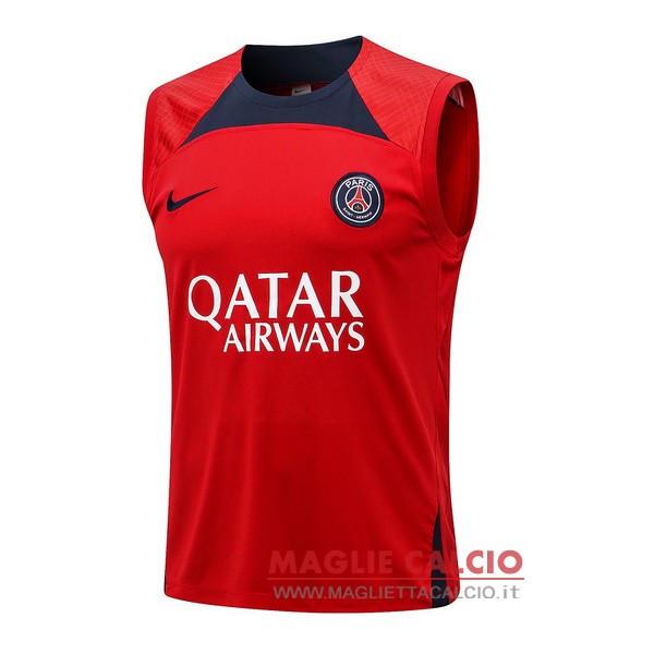 nuova formazione senza maniche divisione magliette paris saint germain 2022-2023 rosso