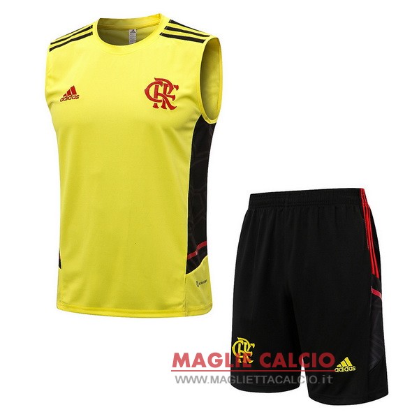 nuova formazione senza maniche set completo divisione magliette flamengo 2022-2023 giallo