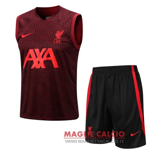 nuova formazione senza maniche Insieme completo magliette liverpool 2022-2023 rosso navy