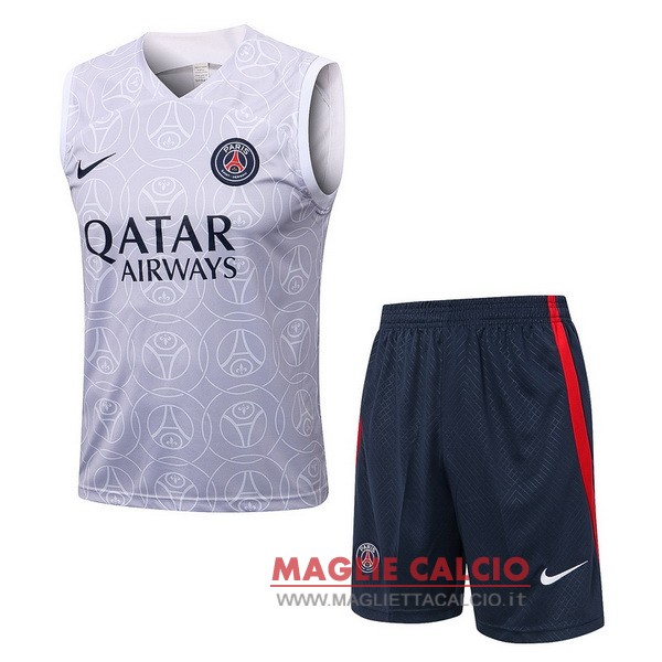 nuova formazione senza maniche set completo divisione magliette paris saint germain 2022-2023 bianco I blu