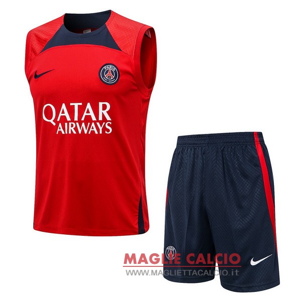 nuova formazione senza maniche set completo divisione magliette paris saint germain 2022-2023 rosso I blu