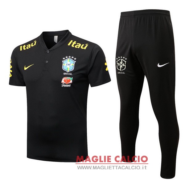 polo set completo maglia brasile 2022 nero