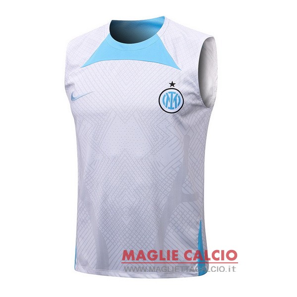 senza maniche magliette inter milan formazione 2022-2023 bianco blu