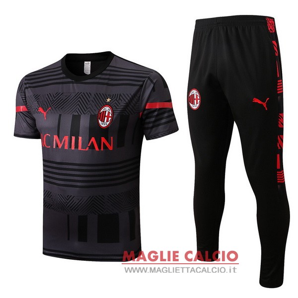 nuova formazione set completo divisione magliette ac milan 2022-2023 grigio I nero