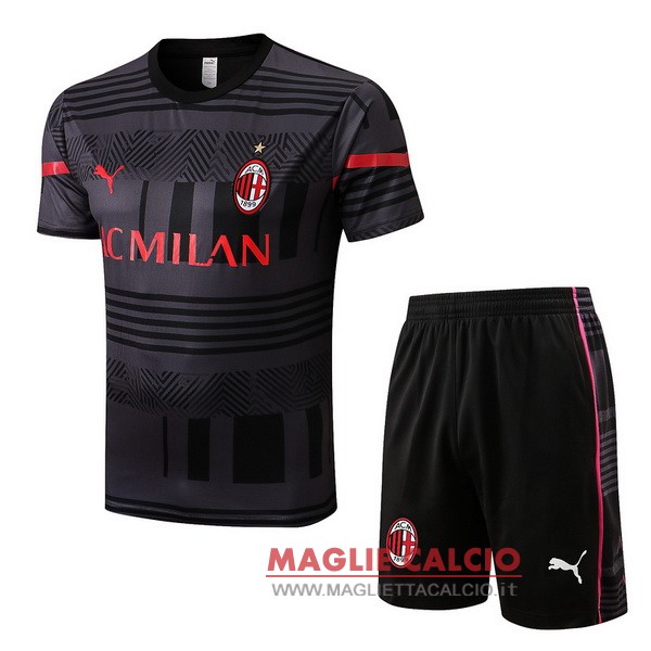 nuova formazione set completo divisione magliette ac milan 2022-2023 grigio nero