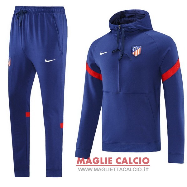 nuova atletico madrid insieme completo blu navy giacca felpa cappuccio 2021-2022