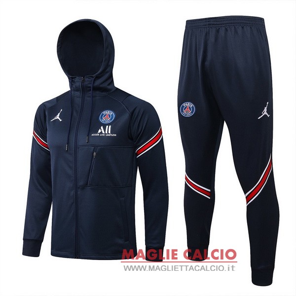 nuova paris saint germain insieme completo blu I rosso felpa cappuccio 2021-2022