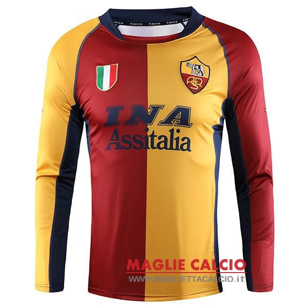 nuova prima magliette manica lunga as roma retro 1999-2000