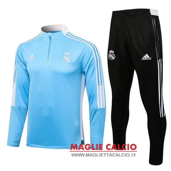 nuova real madrid insieme completo blu bianco nero giacca 2021-2022