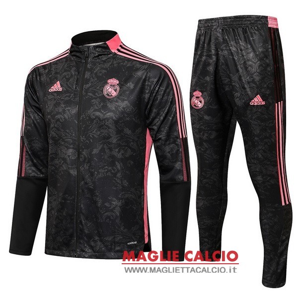 nuova real madrid insieme completo nero I rosa giacca 2021-2022