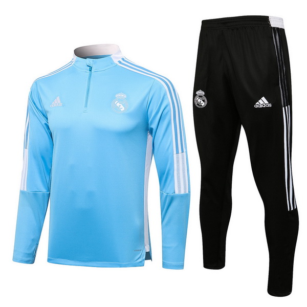 nuova real madrid insieme completo blu bianco nero bambino giacca 2021-2022