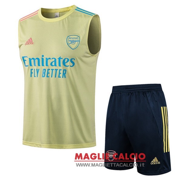 nuova formazione senza maniche insieme completo magliette arsenal 2021-2022 giallo nero