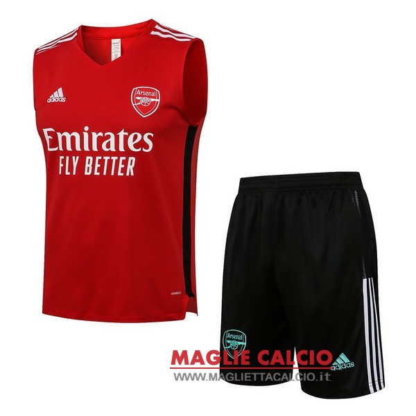 nuova formazione senza maniche insieme completo magliette arsenal 2021-2022 rosso nero