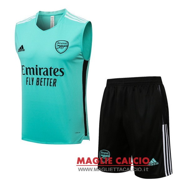 nuova formazione senza maniche insieme completo magliette arsenal 2021-2022 verde nero