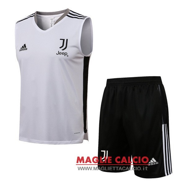 nuova formazione senza maniche insieme completo divisione magliette juventus 2021-2022 grigio bianco