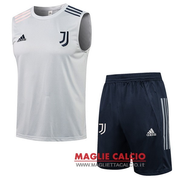 nuova formazione senza maniche insieme completo divisione magliette juventus 2021-2022 grigio nero