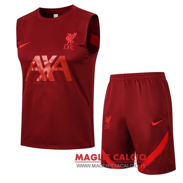 nuova formazione senza maniche Insieme completo magliette liverpool 2021-2022 rosso