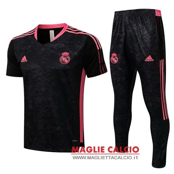 nuova formazione set completo divisione magliette real madrid 2021-2022 nero rosa