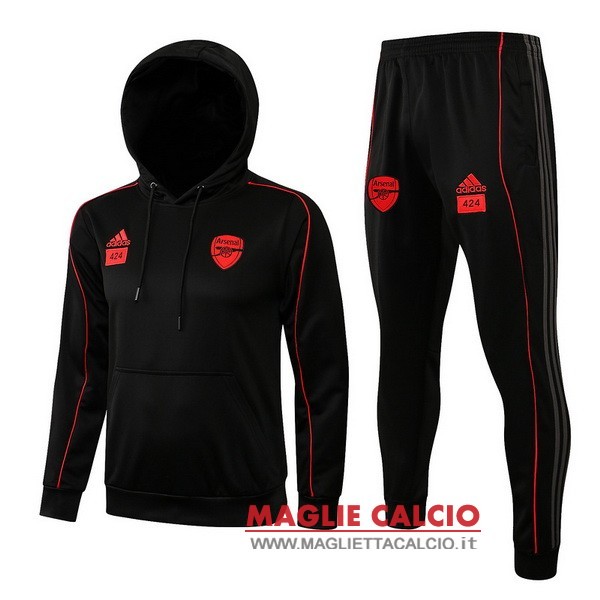 nuova arsenal insieme completo nero rosso giacca felpa cappuccio 2022-2023