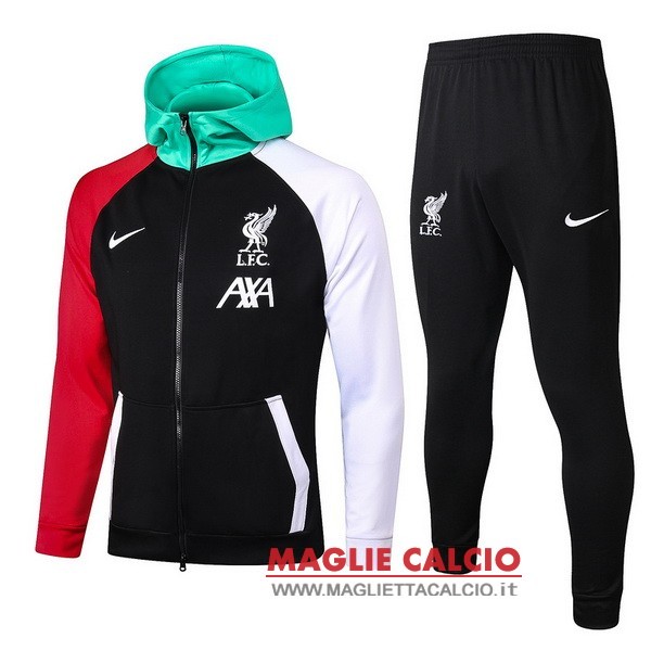 nuova liverpool insieme completo nero verde giacca felpa cappuccio 2021-2022