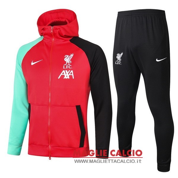 nuova liverpool insieme completo rosso verde giacca felpa cappuccio 2021-2022