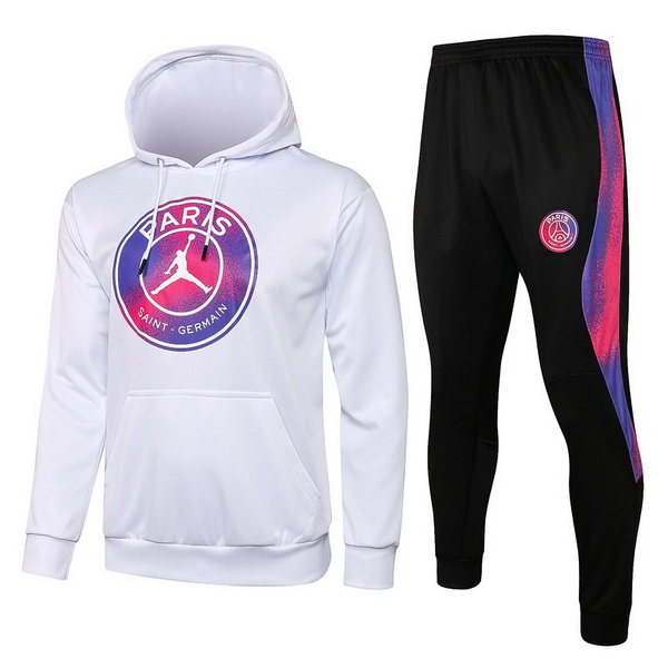 nuova paris saint germain insieme completo bianco purpureo bambino giacca felpa cappuccio 2021-2022