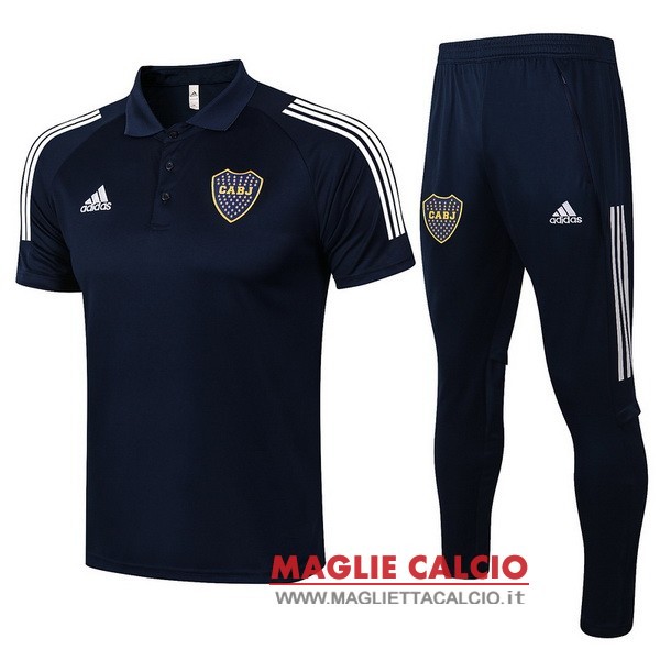 polo set completo maglia boca juniors 2021-2022 blu navy