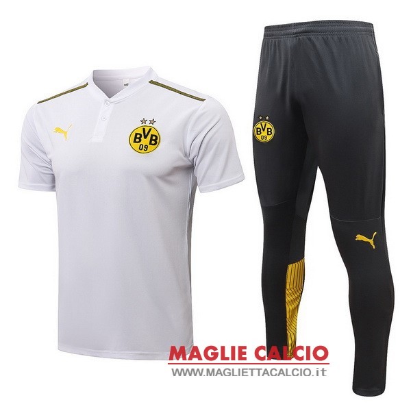 Polo set completo maglia borussia dortmund 2021-2022 bianco nero