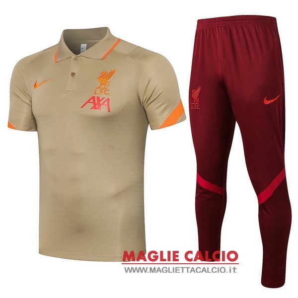 polo set completo maglia liverpool 2021-2022 giallo rosso