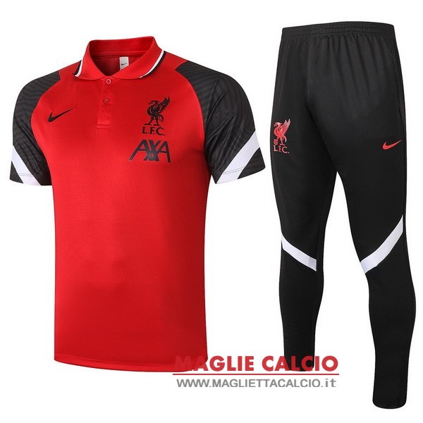 polo set completo maglia liverpool 2021-2022 rosso nero bianco