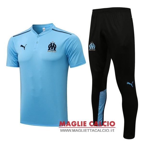 polo set completo maglia marseille 2021-2022 blu