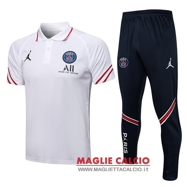 polo set completo maglia paris saint germain 2021-2022 bianco I nero