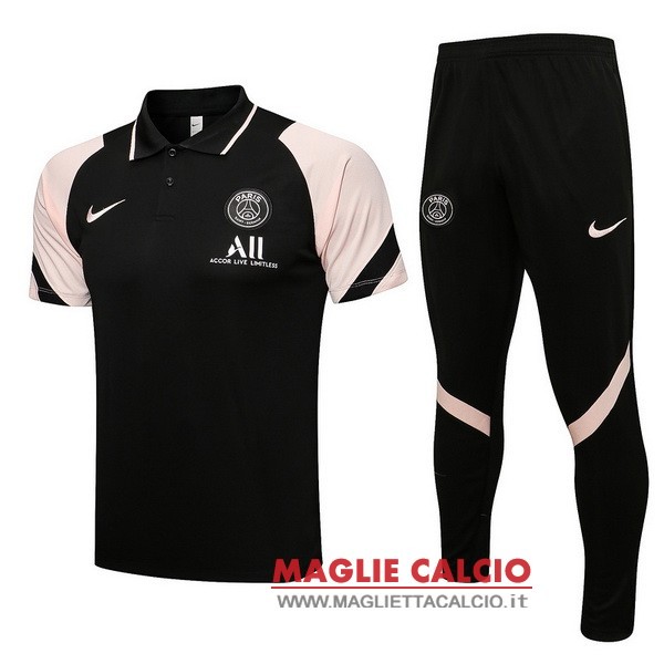 polo set completo maglia paris saint germain 2021-2022 nero I rosa