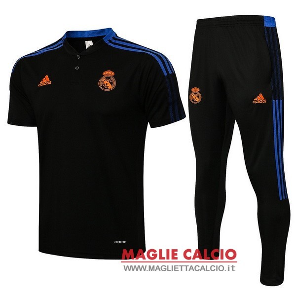 polo set completo maglia real madrid 2021-2022 nero blu