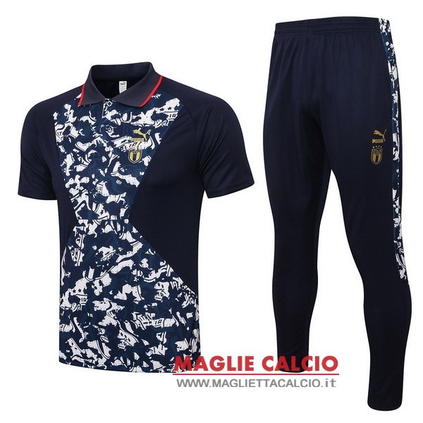 polo set completo maglia italia 2021 blu navy