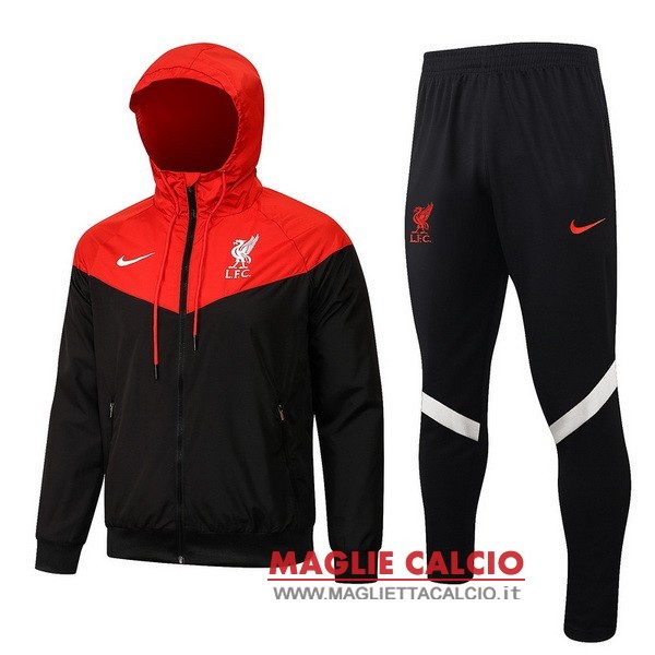 liverpool set completo rosso nero nuova giacca a vento 2021-2022