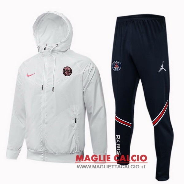 nuova paris saint germain set completo bianco nero giacca a vento 2021-2022